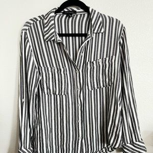 Sanctuary black and white striped boyfriend shirt